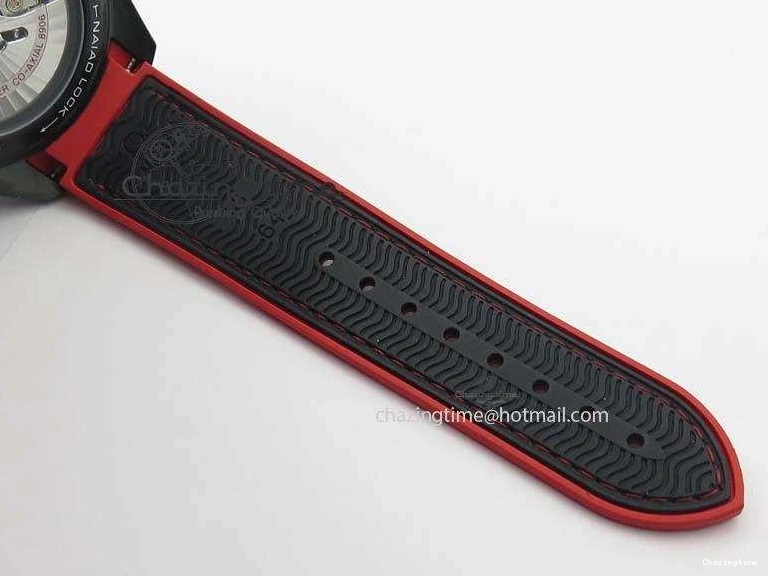 1225 SoftTouch Planet Ocean GMT 45mm DLC Red JHF Best Edition Black Dial On Rubber Strap A 8200